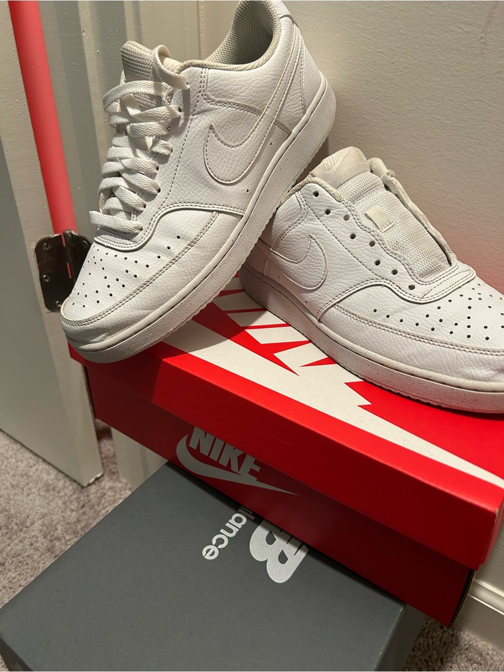 Nike Men’s All-White Low-Top Leather Sneakers